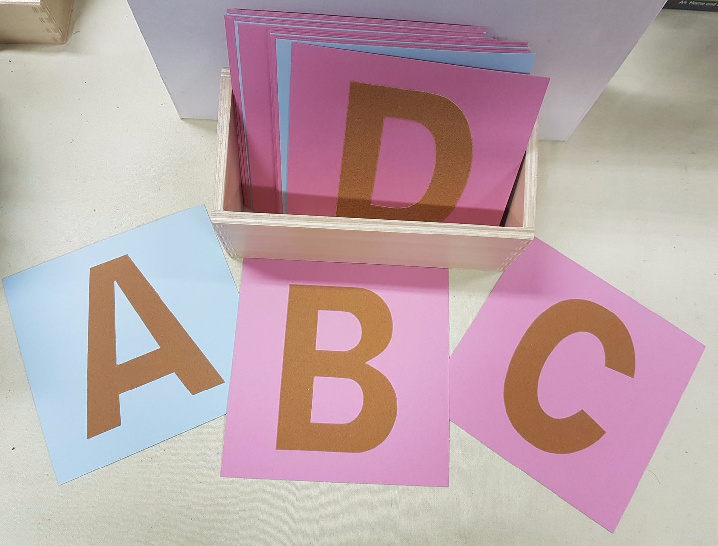 Montessori Sandpaper Alphabet - UPPERCASE Letters - Mounted on Cards with box