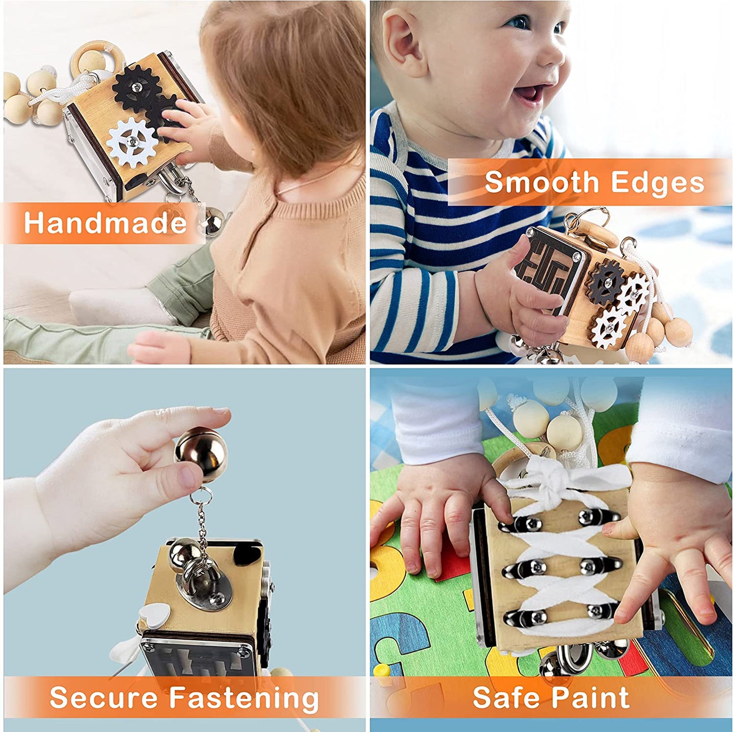 Montessori Sensory Fine Motor Skills Fidget Activity Wooden Busy Cube Gears