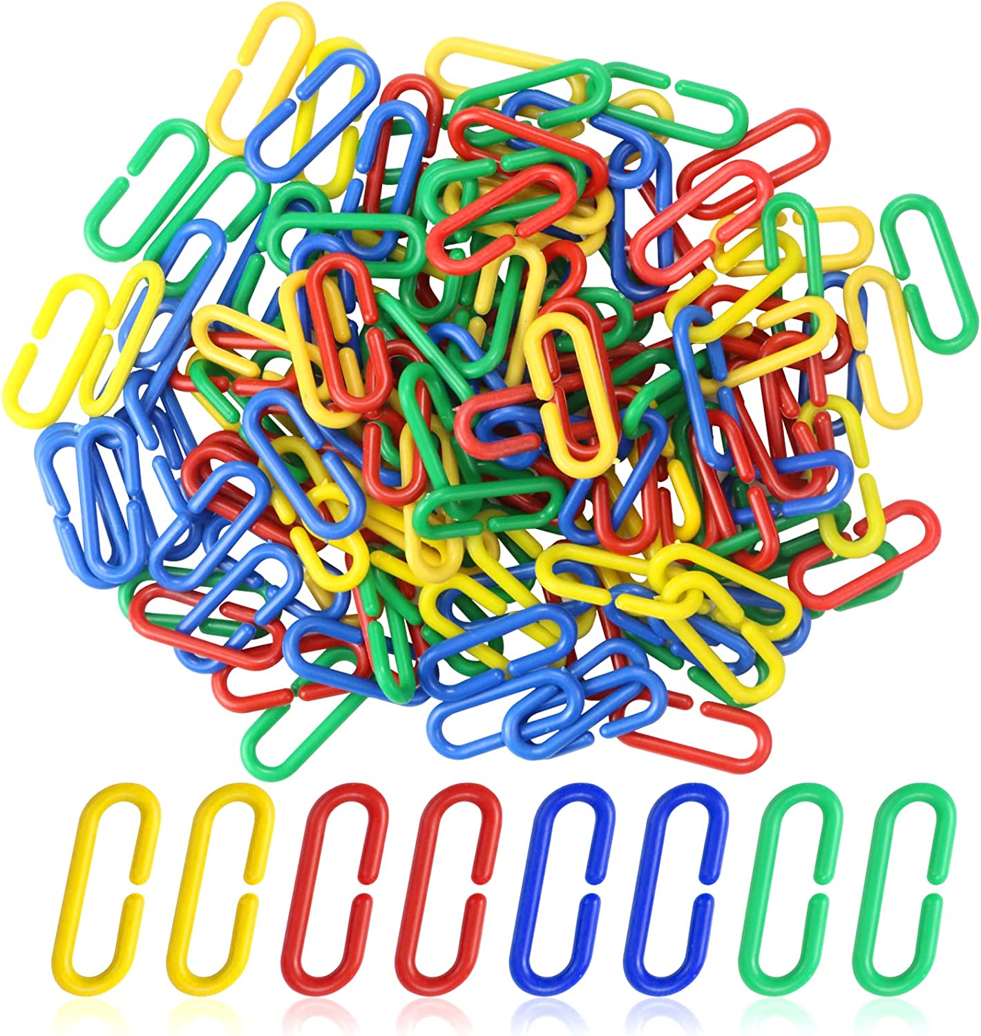Manipulative - Plastic C clip Hook Link and Learn links Clips x 100 pcs - Parrot Bird Toy Cage