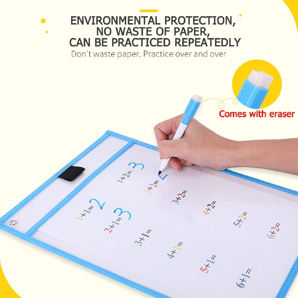 Dry Erase Reusable Worksheet Pocket / Sleeve With Marker