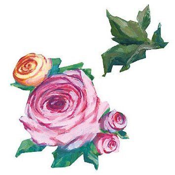 Wallies Decor - 25 Kate's Pink roses & Leaves - Wallpaper Cutouts - RightToLearn.com.sg