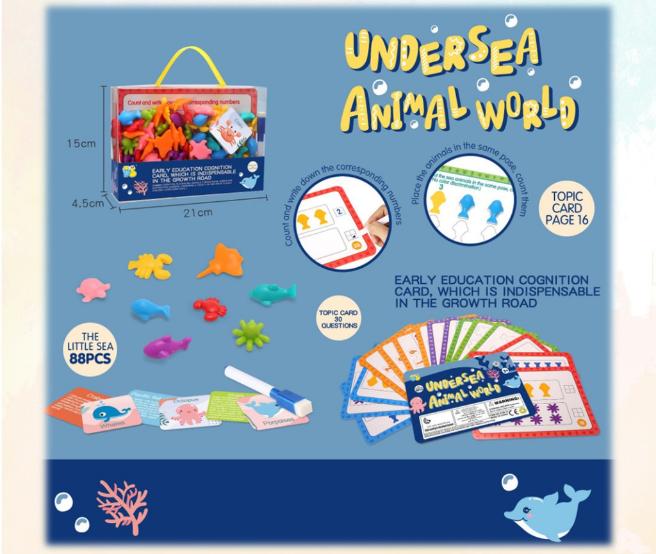 Rainbow Counting Sea Creatures with Early Education Number Cognition Cards
(88pcs)