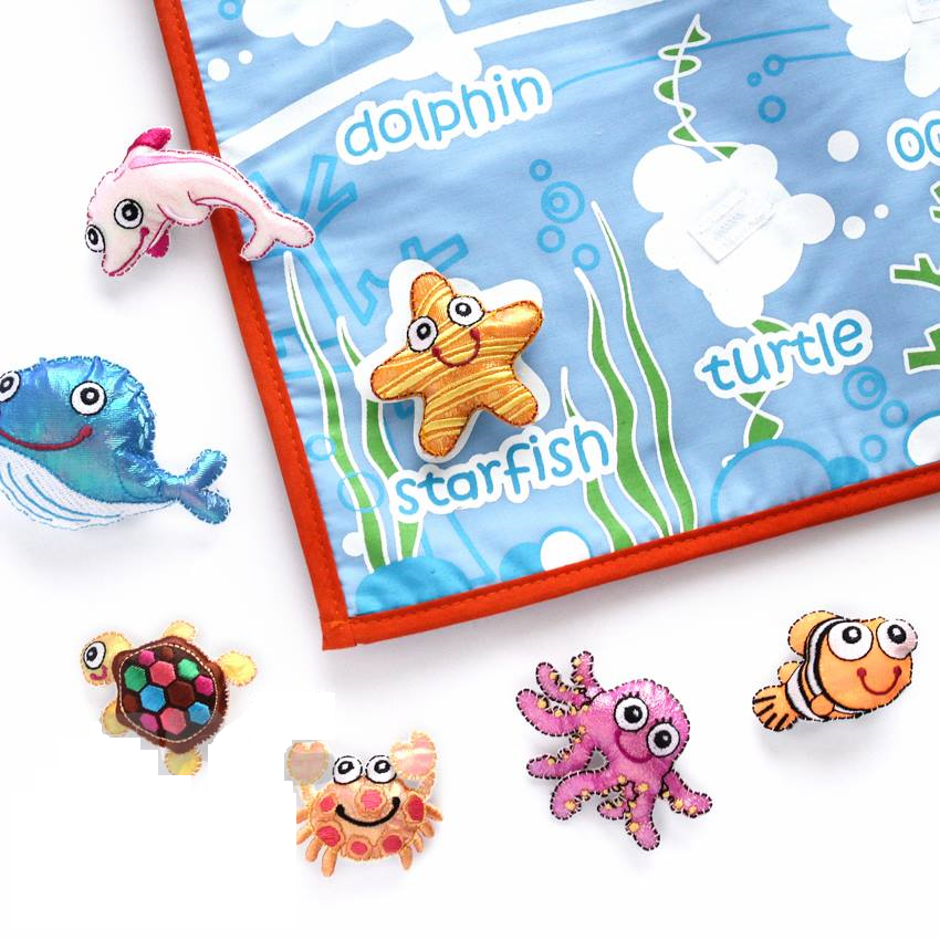 Felt Handmade Sea Creatures Wall Chart / Hanging - pretend play mat set