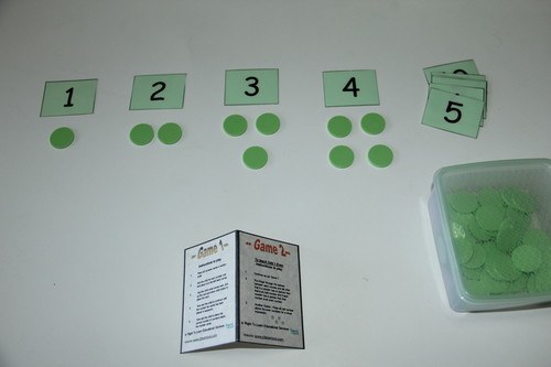 Cards and Green Plastic Counters - RightToLearn.com.sg
