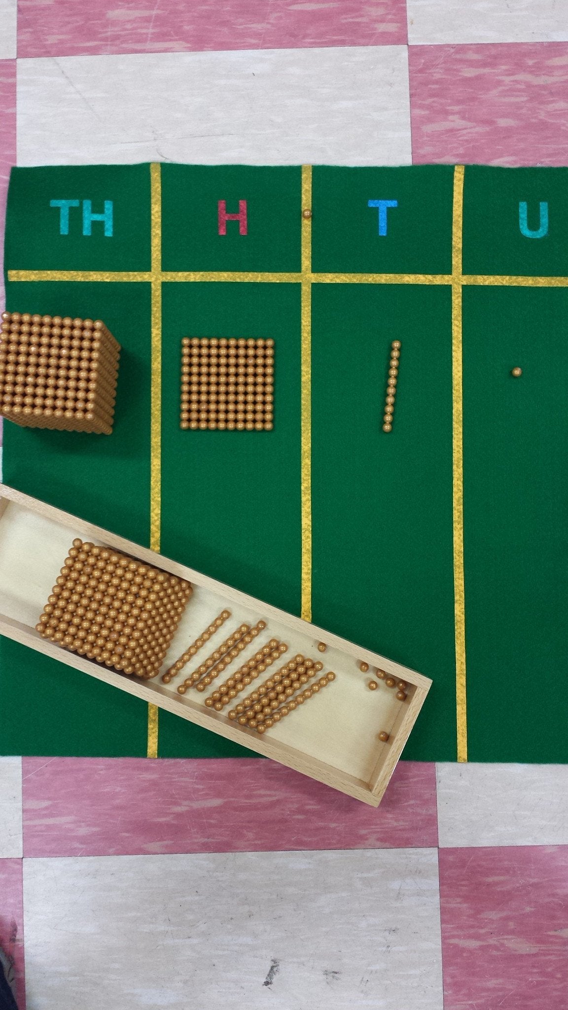 Golden Brown - Decimal System Presentation Beads & Mat - RightToLearn.com.sg