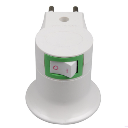 Lamp Base E27 Socket to EU Type Plug Adapter Converter for Bulb Holder with ON/OFF Button