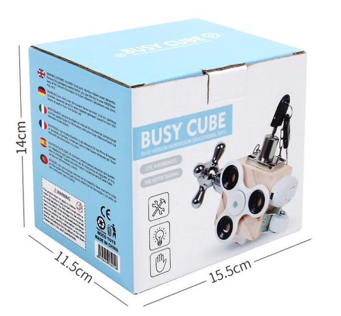 Montessori Sensory Fine Motor Skills Fidget Activity Wooden Busy Cube-Clearance