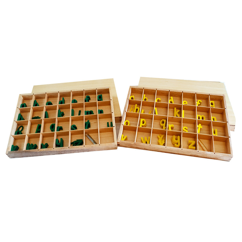 Montessori Small Moveable Alphabet ( SMA ) - Green and Yellow set