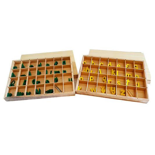 Montessori Small Moveable Alphabet ( SMA ) - Green and Yellow set