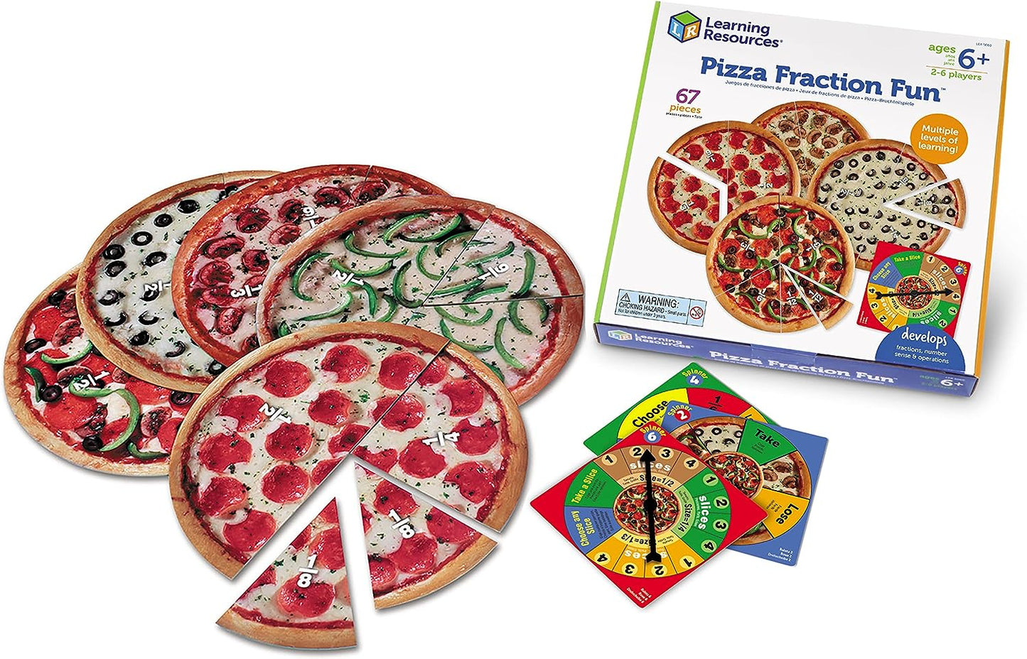 Learning Resources Pizza Fraction Fun Educational Materials, Multicolor, 67 Pieces