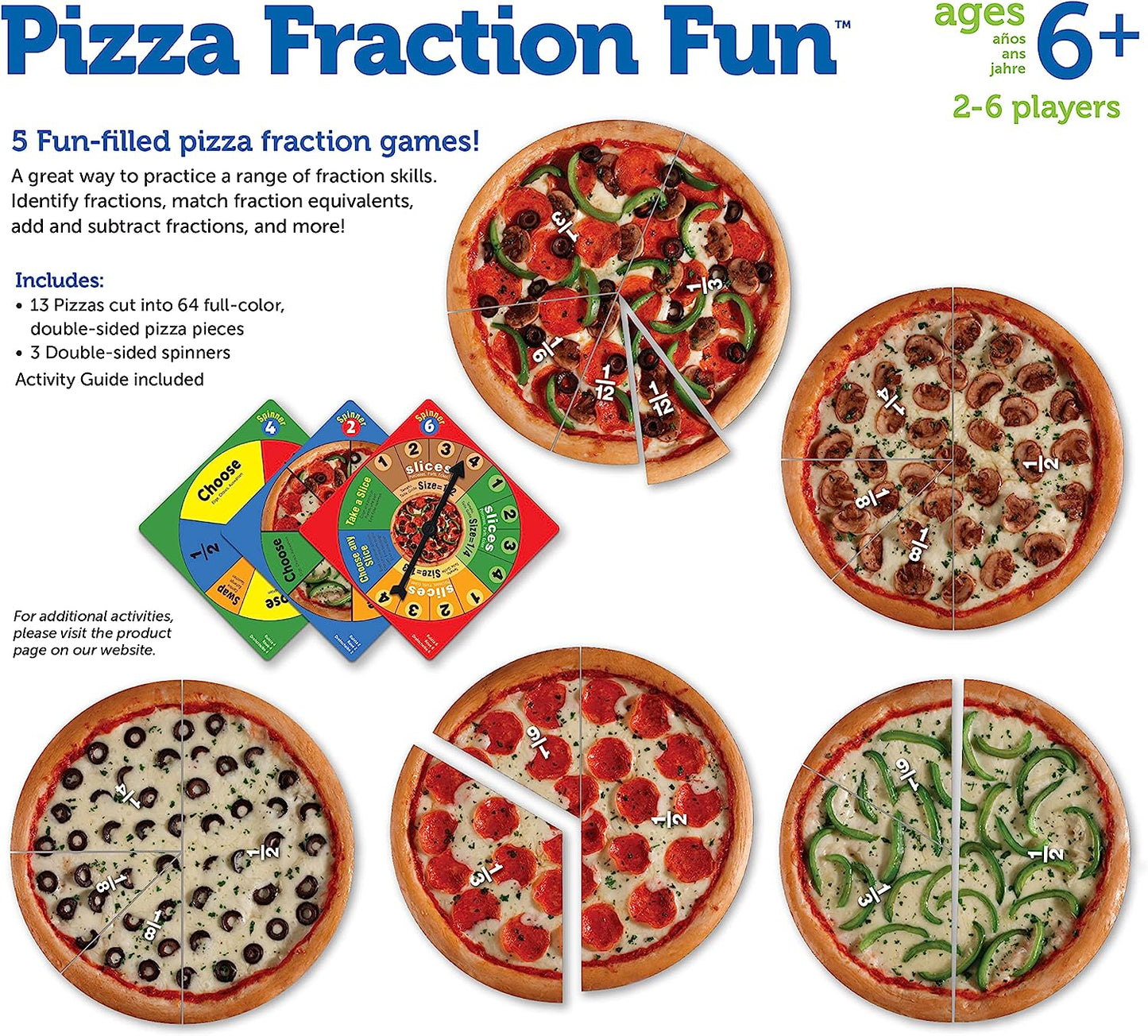 Learning Resources Pizza Fraction Fun Educational Materials, Multicolor, 67 Pieces