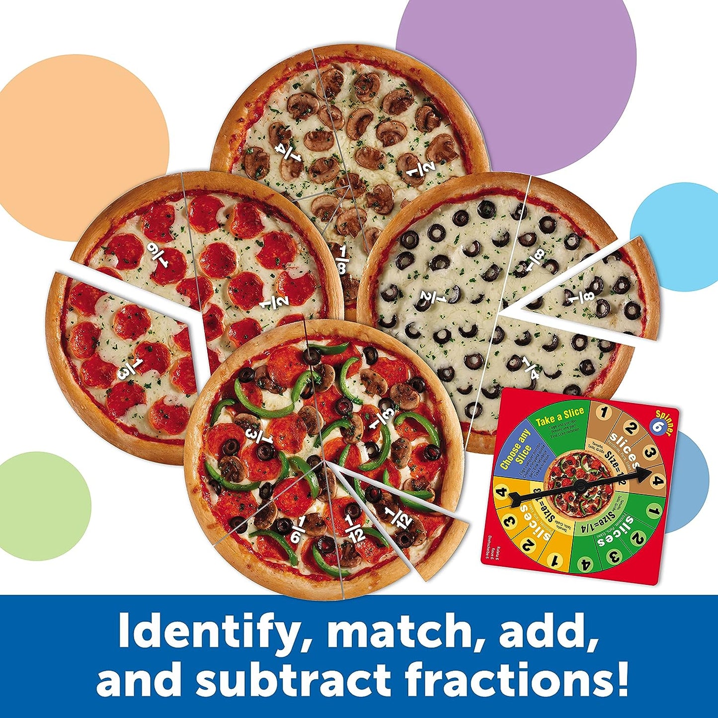 Learning Resources Pizza Fraction Fun Educational Materials, Multicolor, 67 Pieces