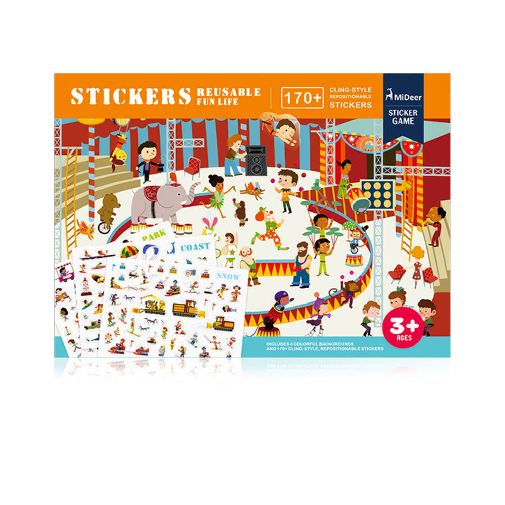 MiDeer Reusable Stickers - Removable Background Scenes