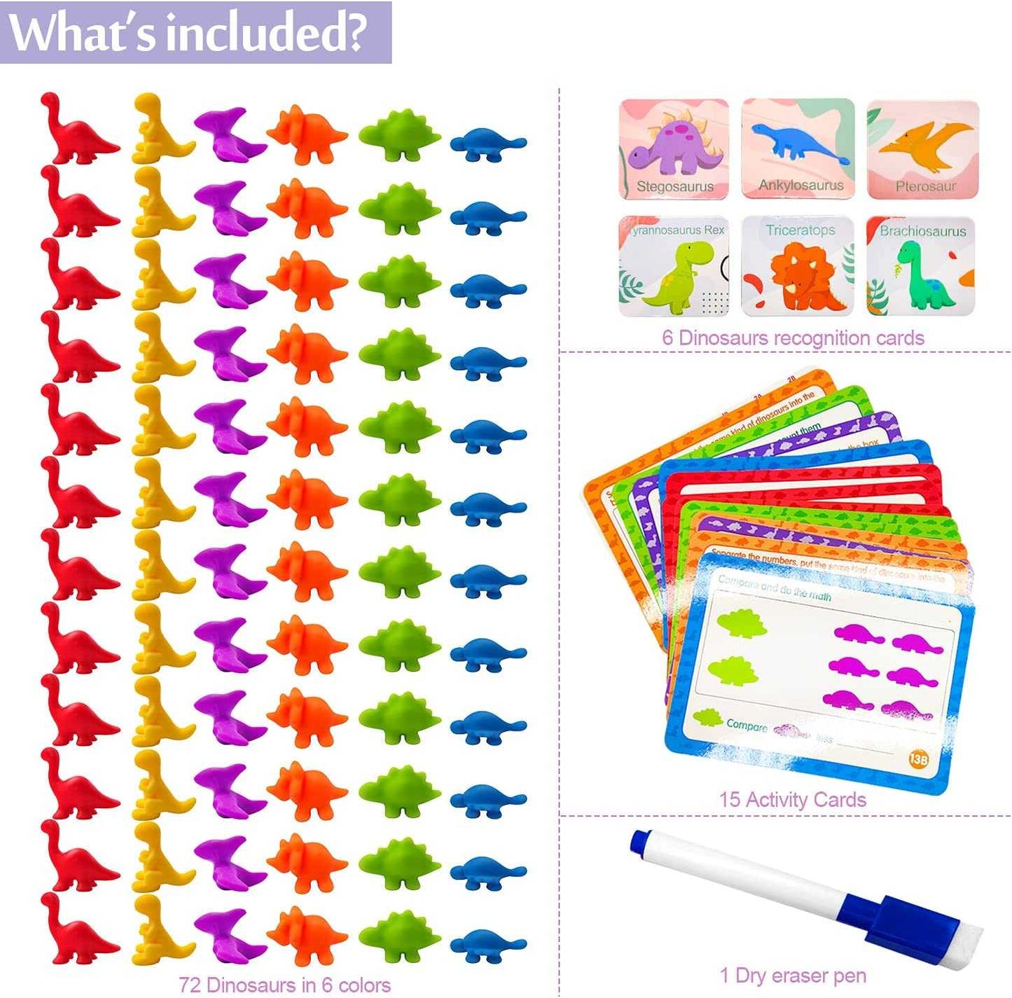 Rainbow Counting Dinosaurs with Early Education Number Cognition Cards

 (72pcs)