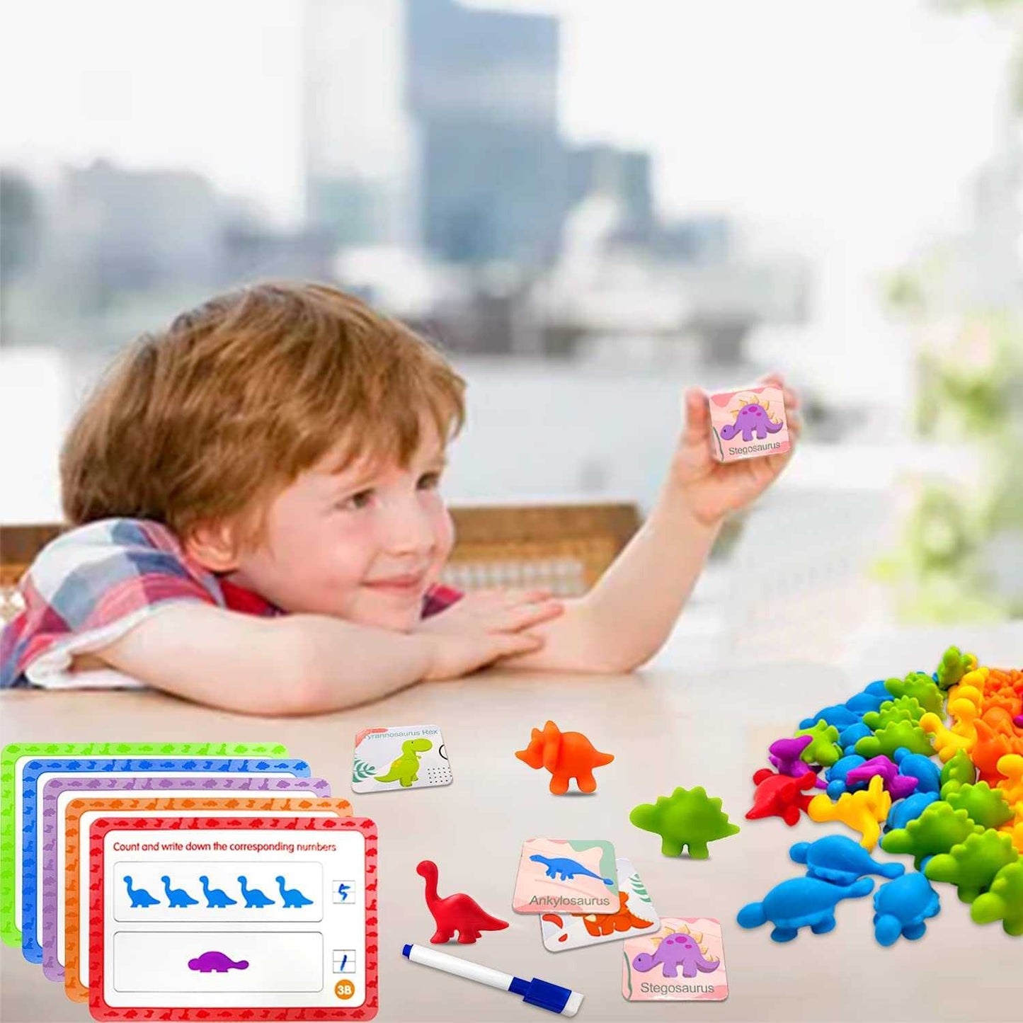 Rainbow Counting Dinosaurs with Early Education Number Cognition Cards

 (72pcs)