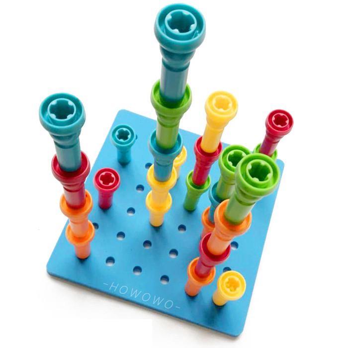 Bubbles & Block Peg Stacker Pegs Building set