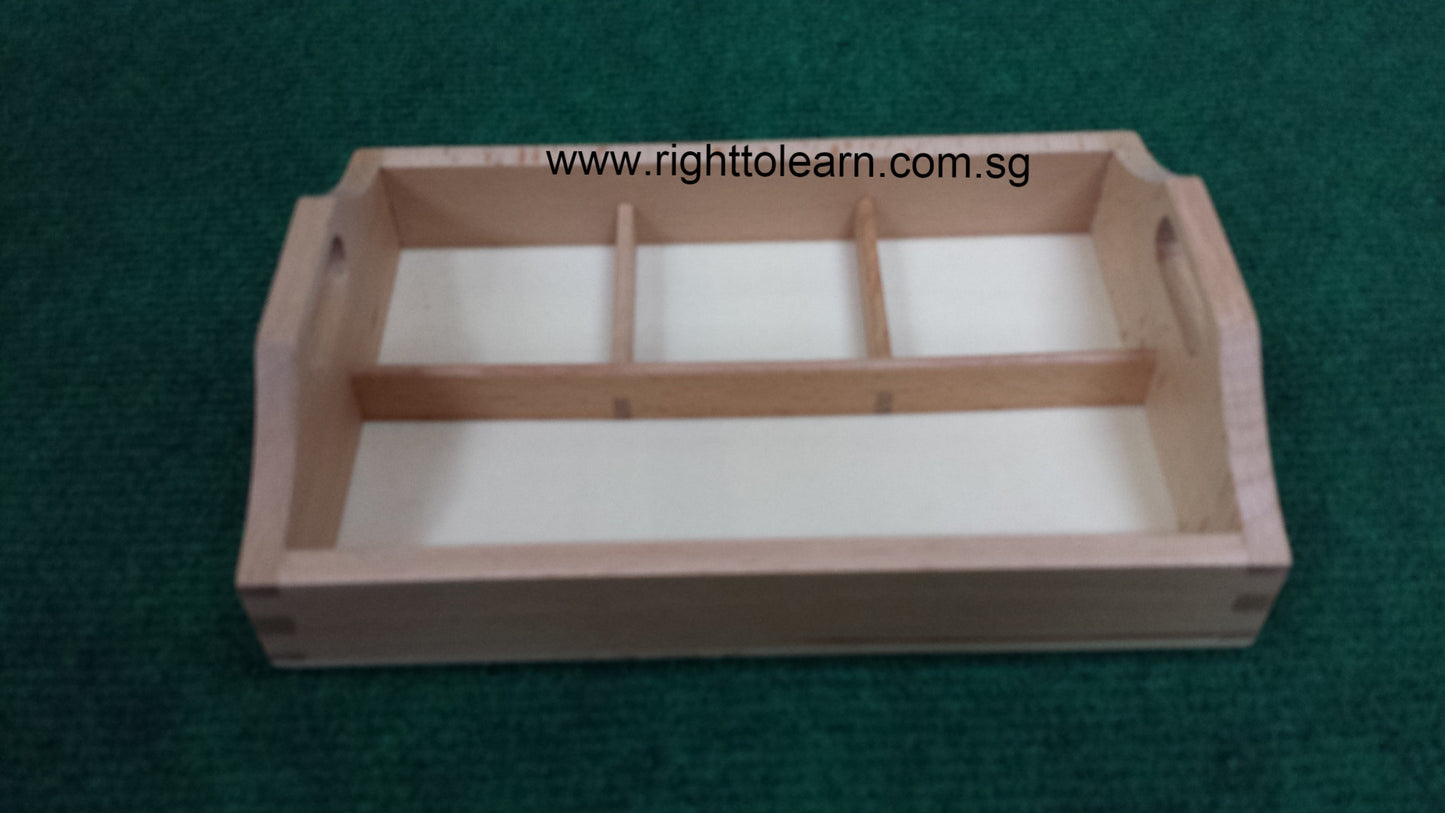 Wooden Tray - 3 compartment sorting tray - RightToLearn.com.sg
 - 1