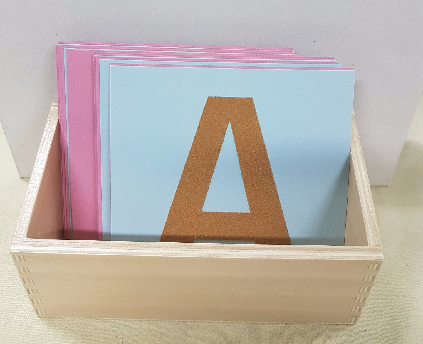 Montessori Sandpaper Alphabet - UPPERCASE Letters  - Mounted on Cards with box