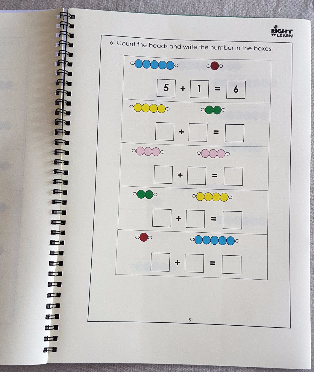 Montessori Short Bead Stairs Activity Book