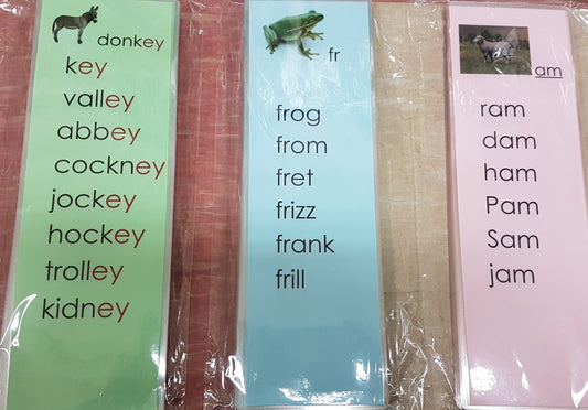 Montessori Pink/Blue/Green Scheme - Phonics word Lists With Pictures