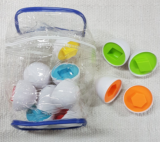 Colorful Shapes Eggs Puzzle with plastic zipper bag storage