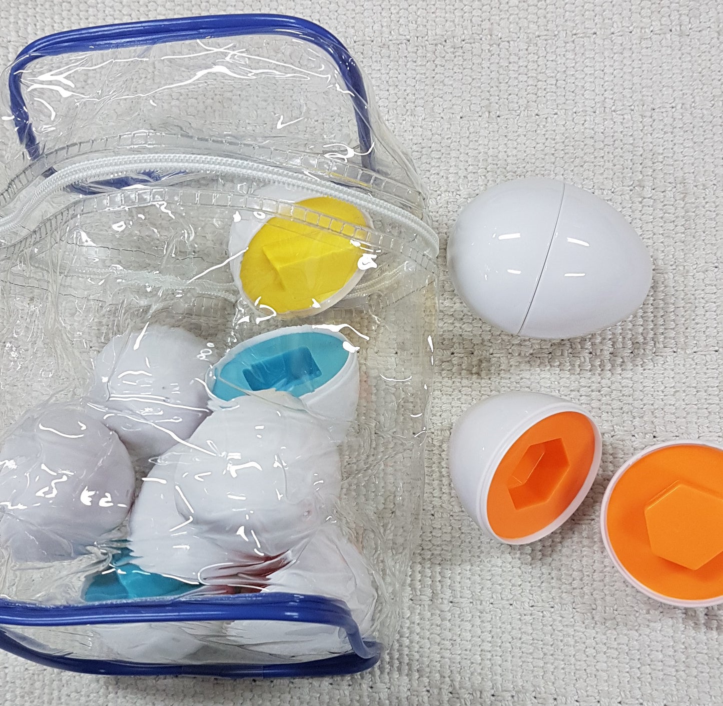 Colorful Shapes Eggs Puzzle with plastic zipper bag storage