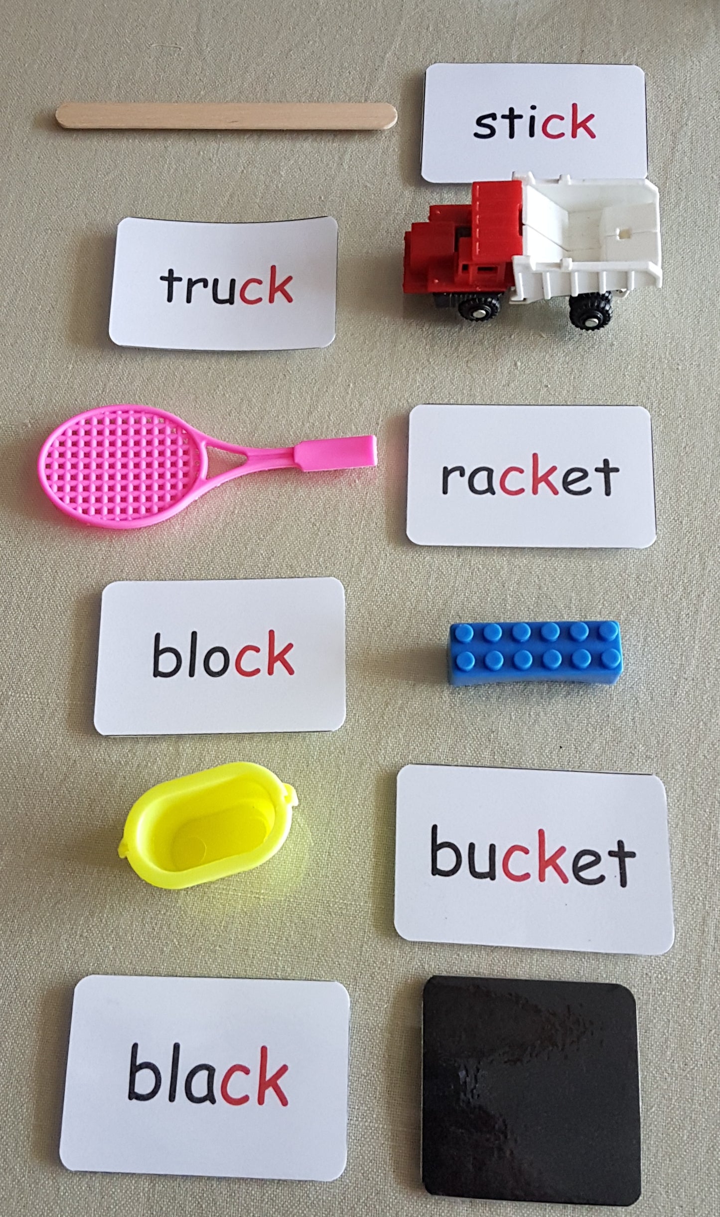 Montessori Language- Phonics - Objects with  'ck'