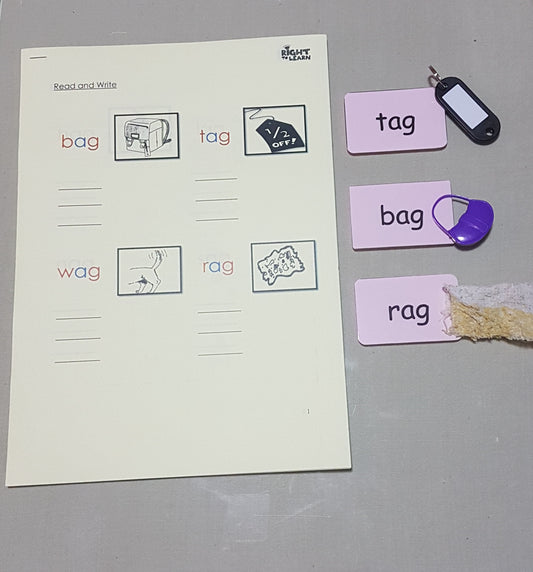 Montessori Pink Scheme - Phonics - word family - 'ag' pattern Package 2