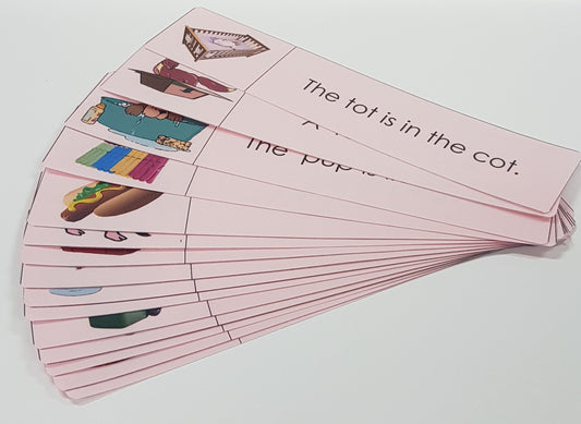 Montessori Phonics -Pink Scheme Sentence Strips