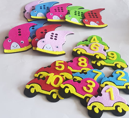 Numbers Matching Felt Cars