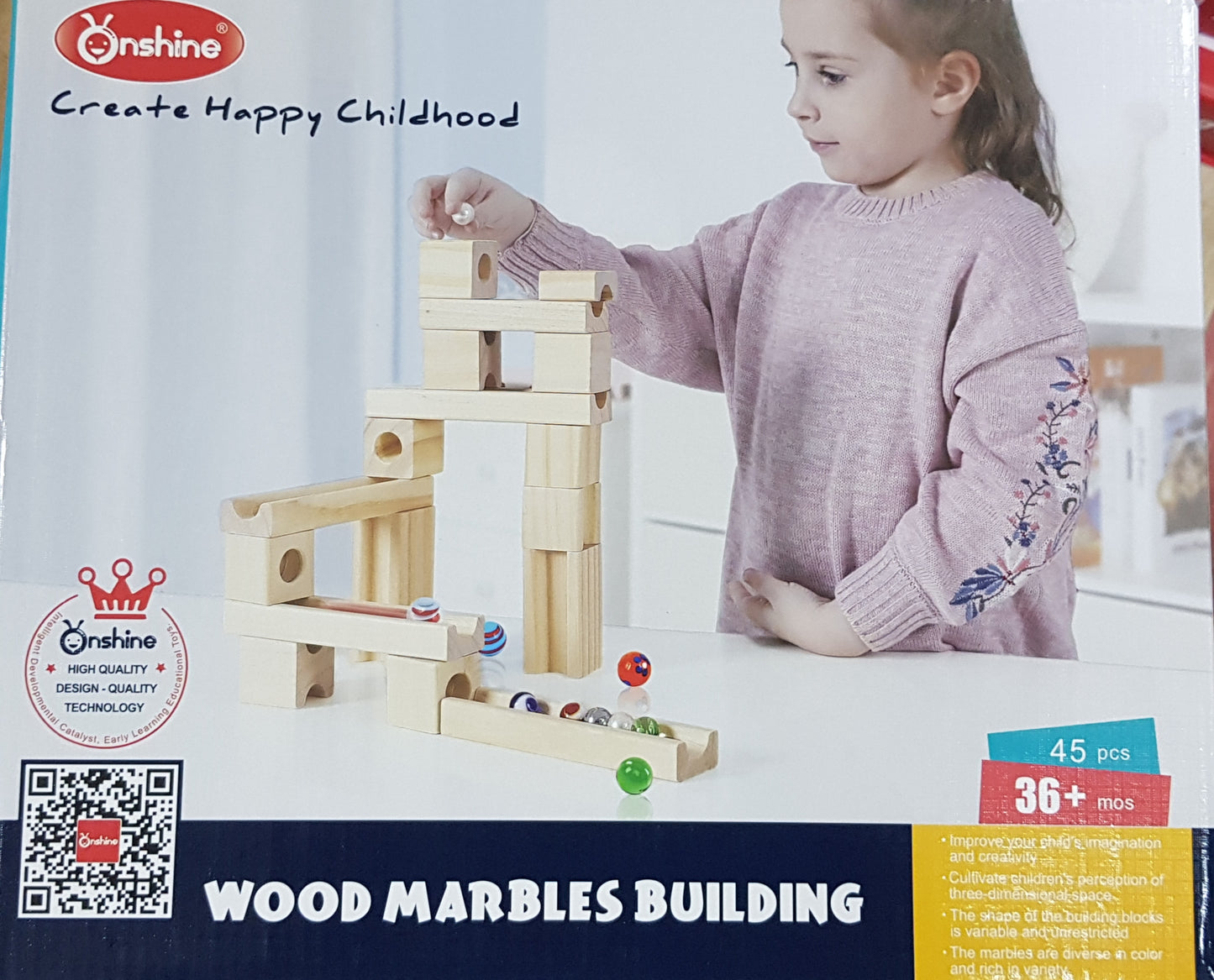 Onshine Building Wood Marble Building Blocks set- clearance