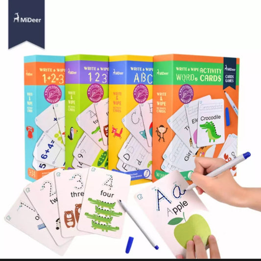 MiDeer Write and Wipe Cards Numbers/Math/Alphabet