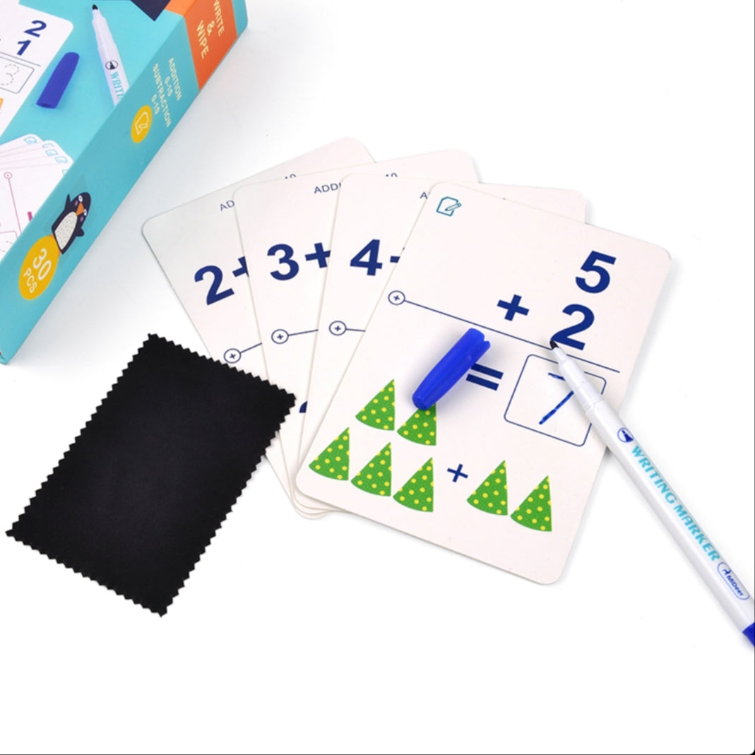 MiDeer Write and Wipe Cards Numbers/Math/Alphabet