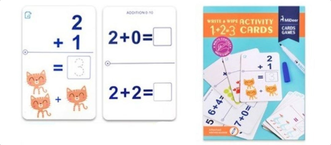 MiDeer Write and Wipe Cards Numbers/Math/Alphabet