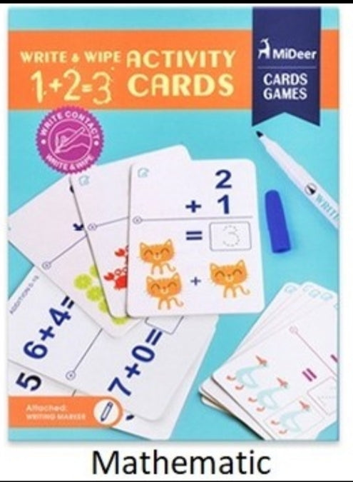 MiDeer Write and Wipe Cards Numbers/Math/Alphabet