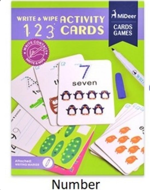 MiDeer Write and Wipe Cards Numbers/Math/Alphabet