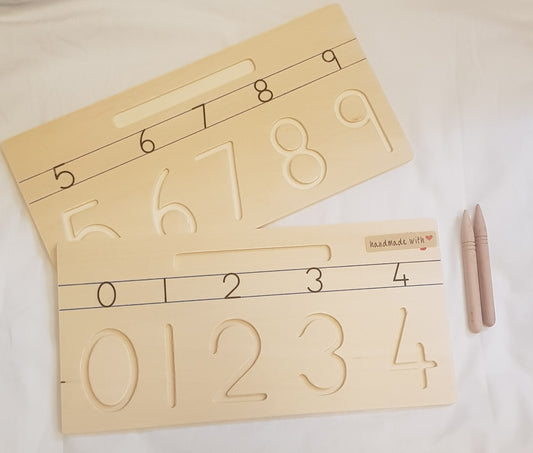 Wooden Number Tracing - 0 - 9  Tracing Boards