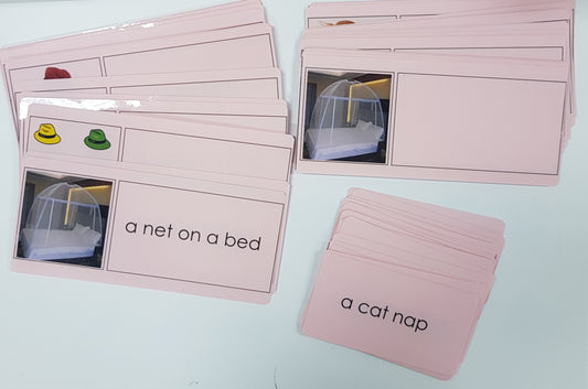 Montessori Pink Scheme - Phonics - Attached & Detached Cards