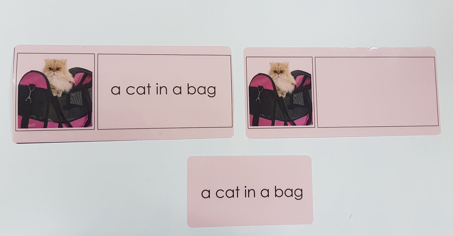 Montessori Pink Scheme - Phonics - Attached & Detached Cards