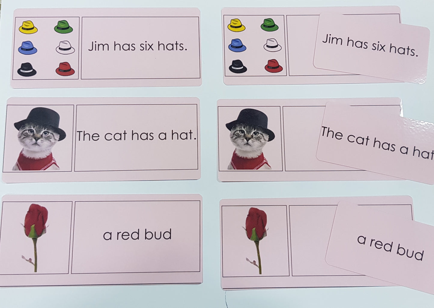 Montessori Pink Scheme - Phonics - Attached & Detached Cards