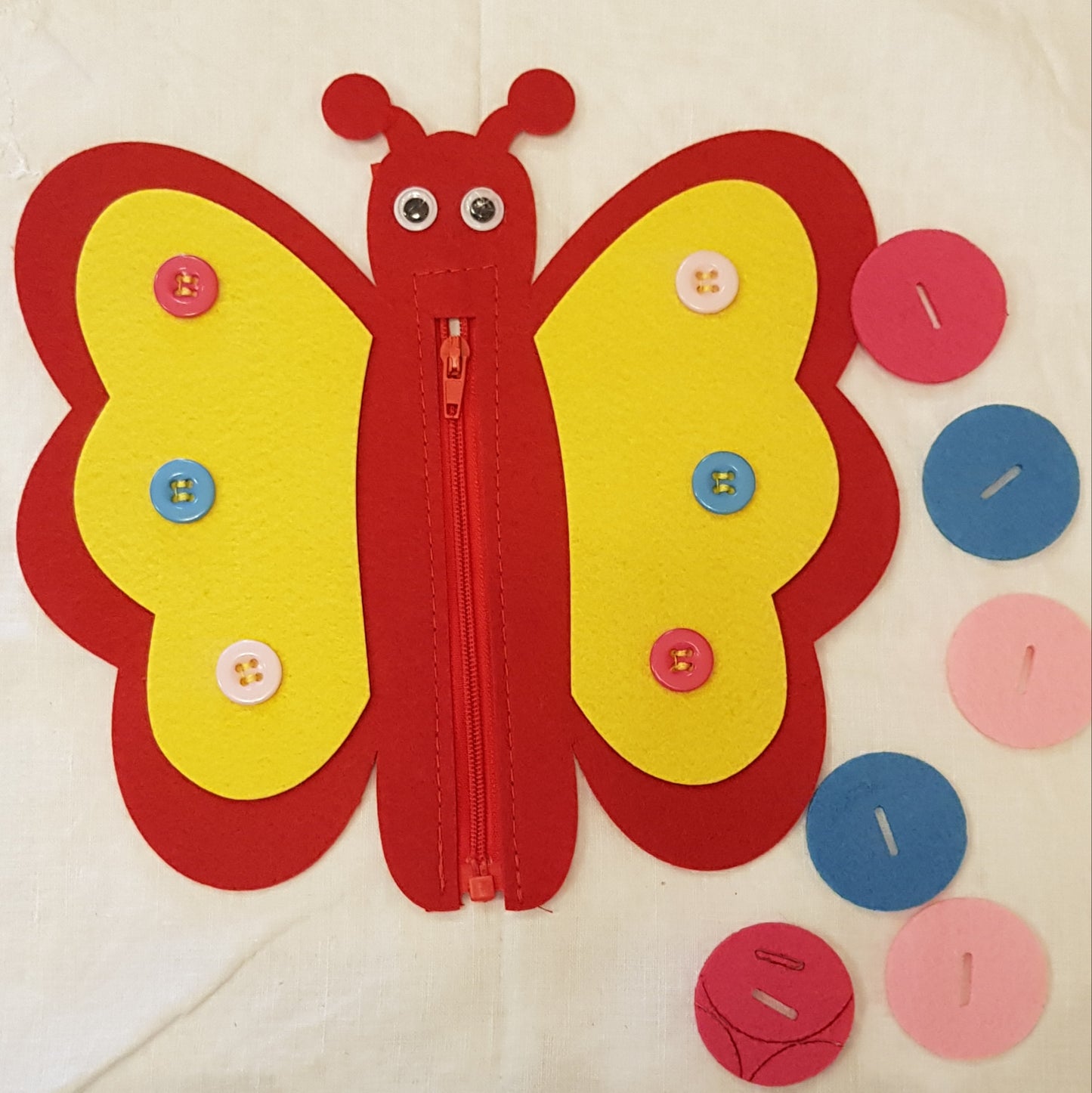 Felt Button/Zipper Activity For Fine Motor Skills