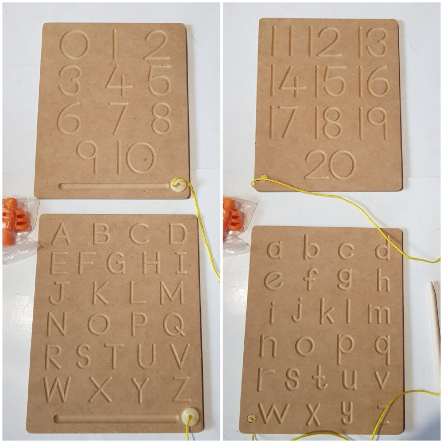 Wooden Tracing Boards - Alphabet Lower & Upper case  / Numbers 0-20