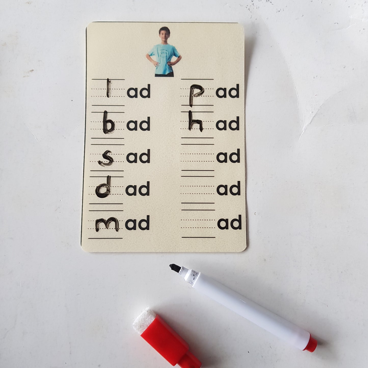 Montessori Phonics Dry Erase Writing Practice Cards  - CVC Word Family & Consonant Blends