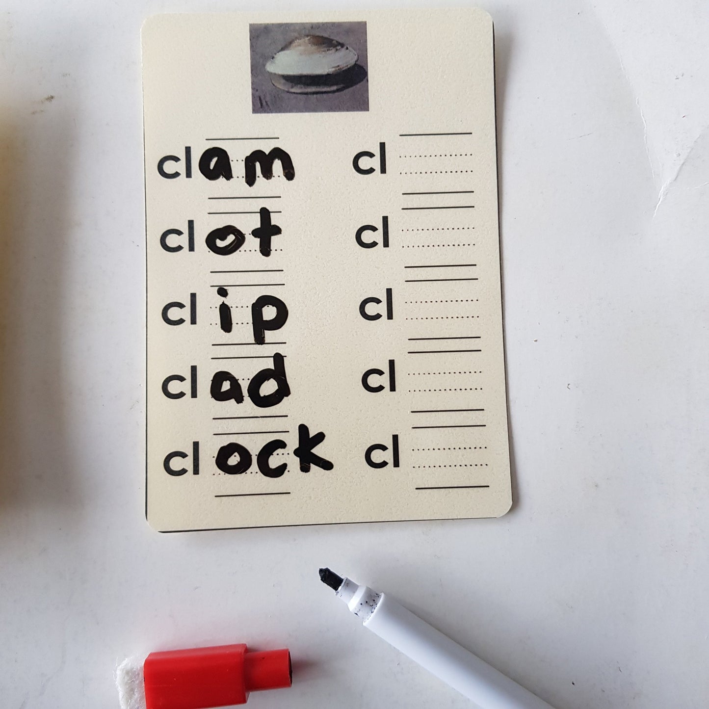 Montessori Phonics Dry Erase Writing Practice Cards  - CVC Word Family & Consonant Blends