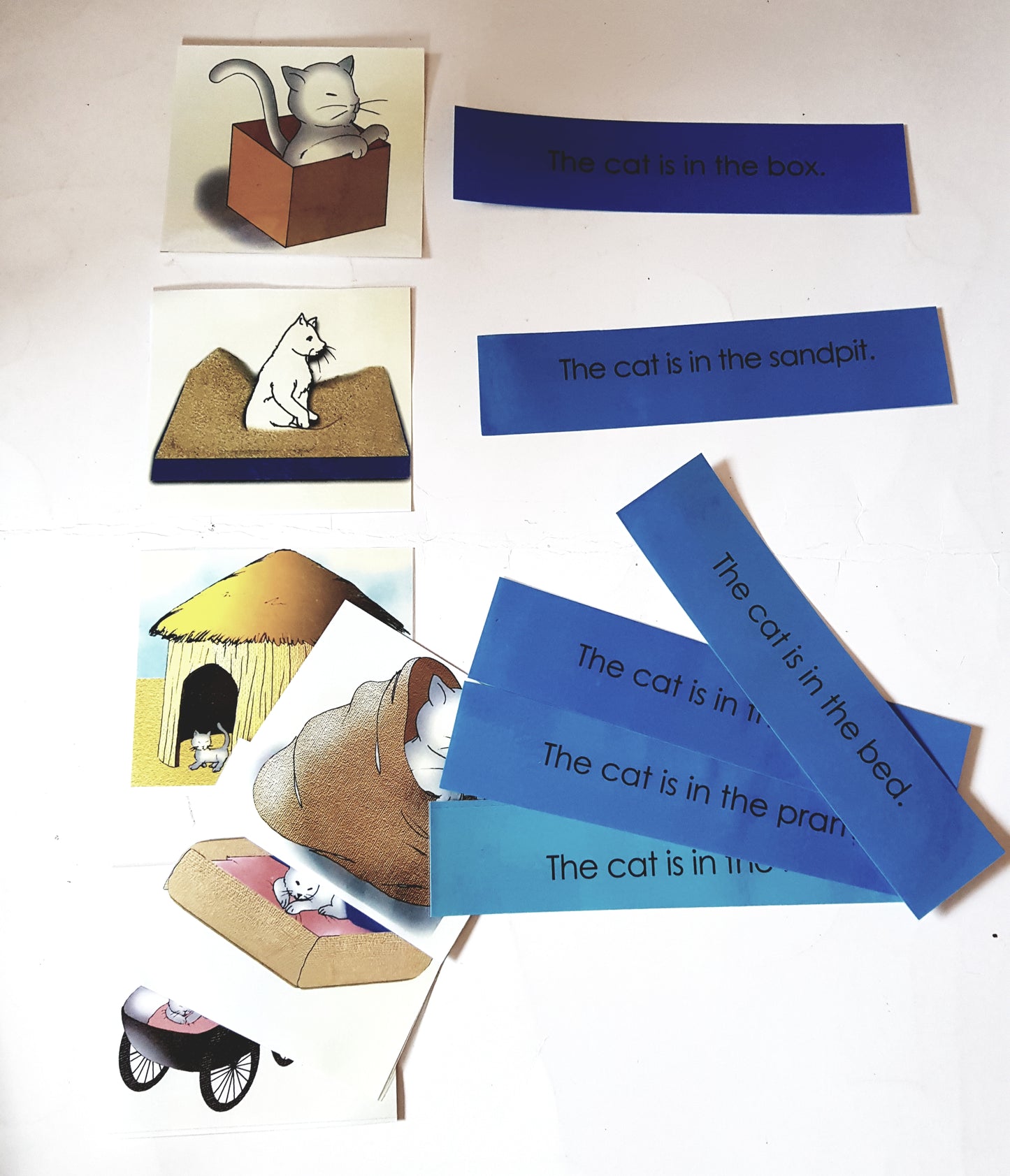 Montessori Blue Scheme - Phonics - Sentence  with Picture Cards