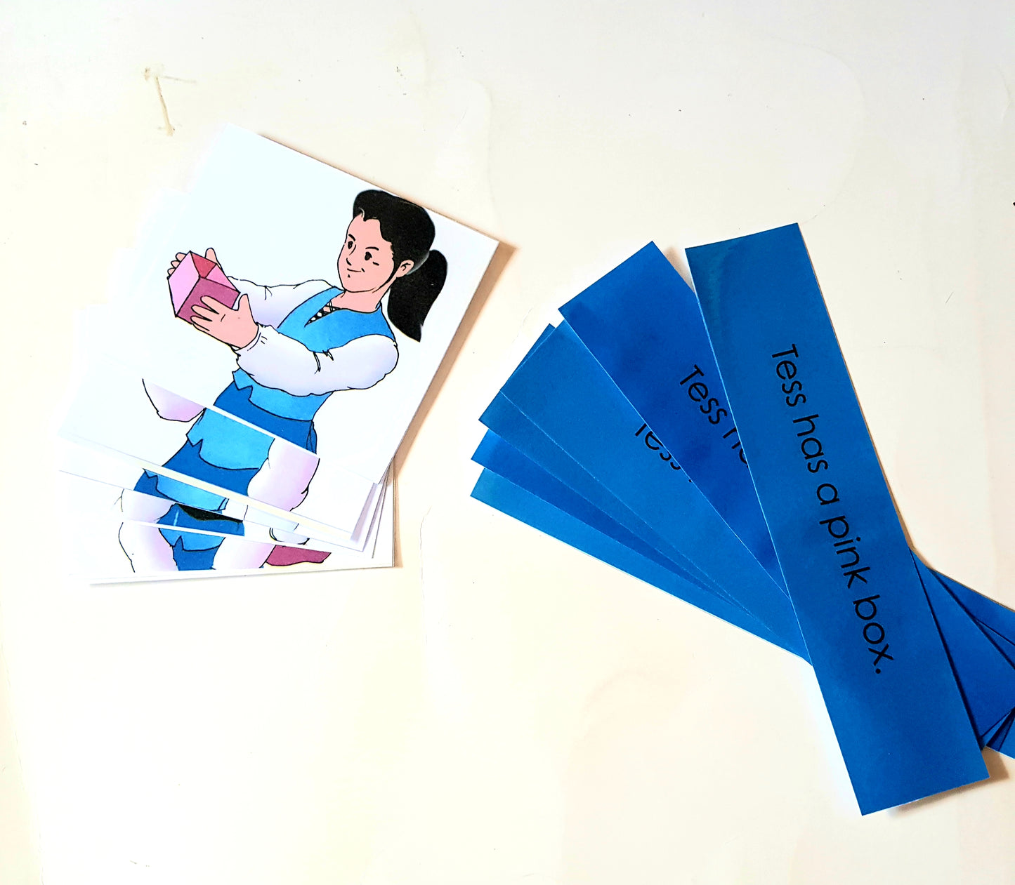 Montessori Blue Scheme - Phonics - Sentence  with Picture Cards