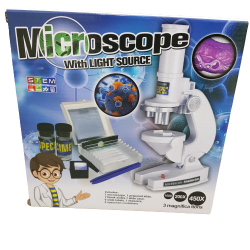 STEM - Microscope with Light Source  3 Magnification 100X / 200X & 450X