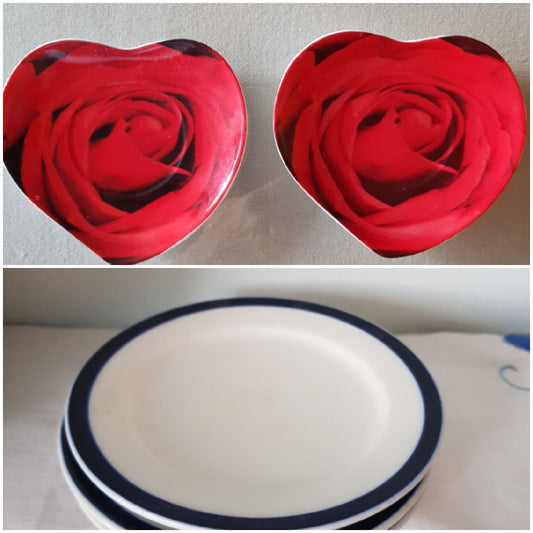 Clearance - Miniature plates - Heart shapes & round saucers