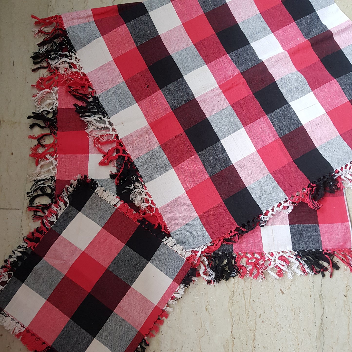 Clearance Cotton Handloom Checkered Tablecloth with matching napkins  x various designs