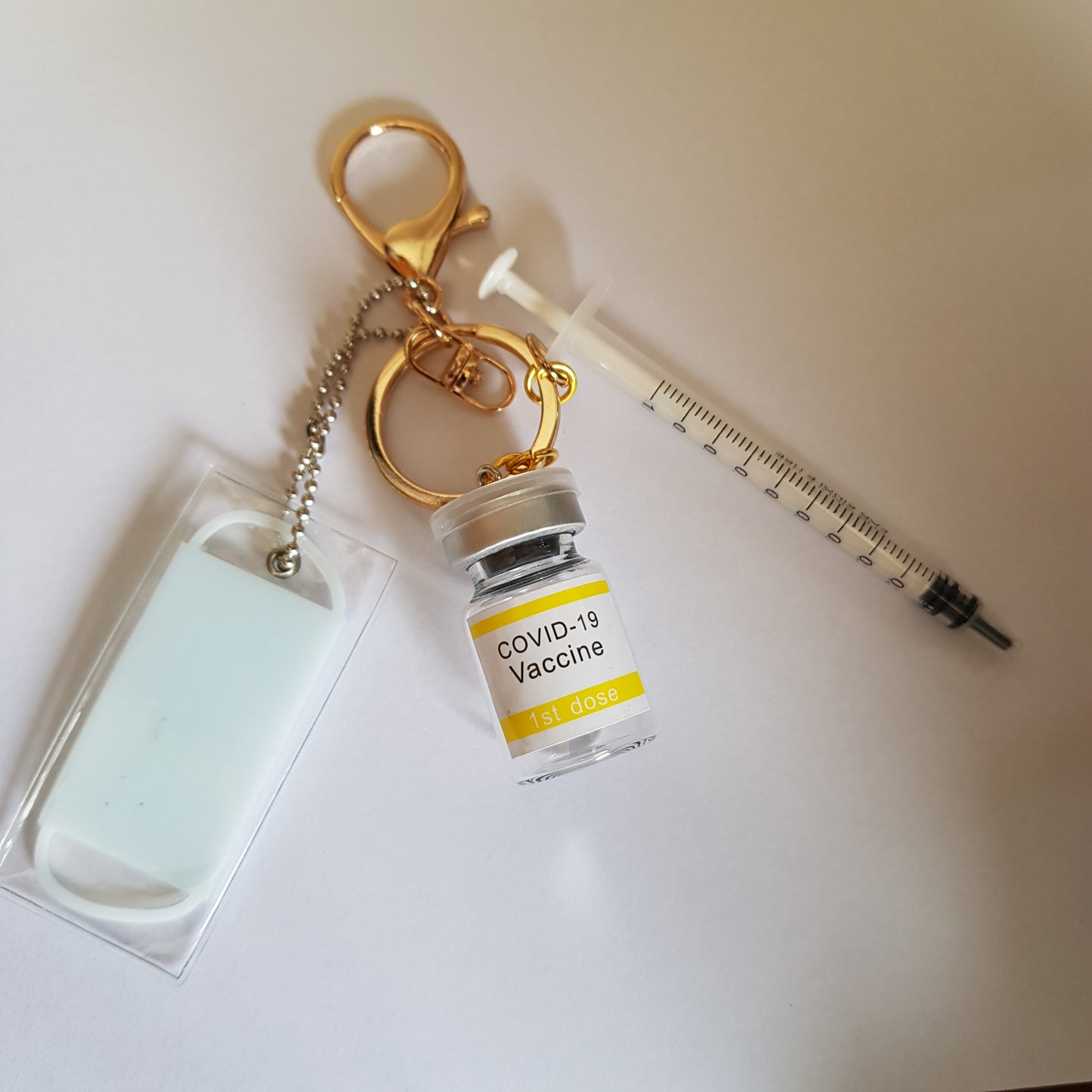 Covid 19 Keychain vaccine bottle / mask / injection syringe - cute stuff